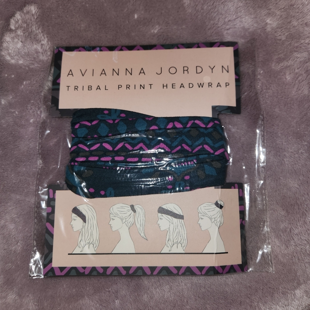 Tribal Print Headwrap - Blue and Pink